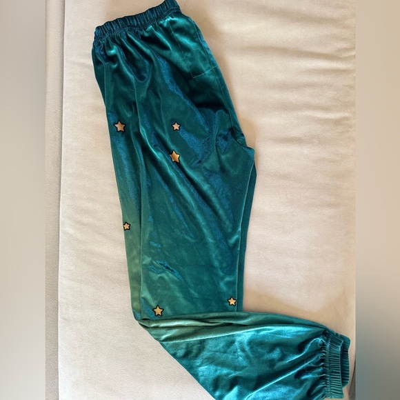 Aviator Nation Women’s Velour Green/Gold Sweatpants (no pockets) - Picture 4 of 6